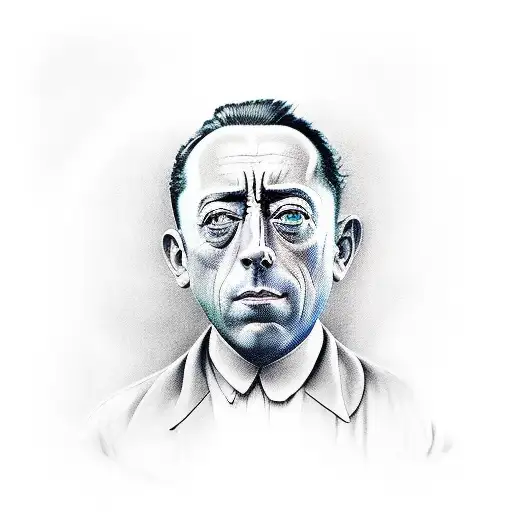 Albert Camus philosophy with deep meaning tattoo design idea