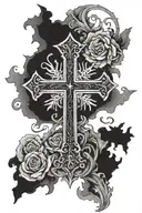 a christian cross with psalms 144:1-2 tattoo design idea