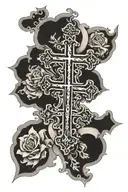a christian cross with psalms 144:1-2 tattoo design idea