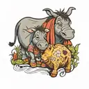 Eeyore and a cow  tattoo design idea