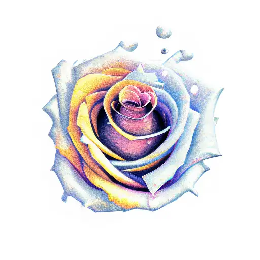 rose with metal  tattoo design idea