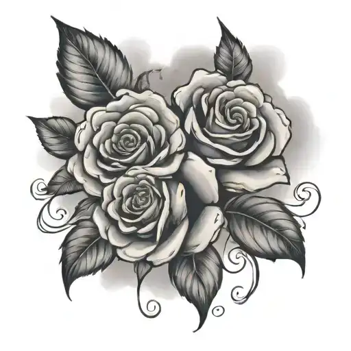 roses and a bible verse with clouds tattoo design idea