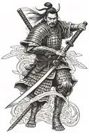 samurai with katana and armor tattoo design idea