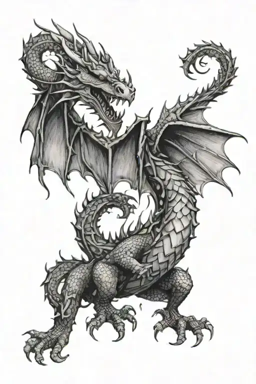 Medieval and Gothic Dragon tattoo design idea