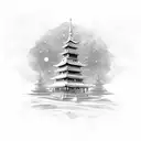 shrine within sky tattoo design idea