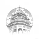 shrine within sky tattoo design idea