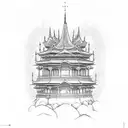 shrine within sky tattoo design idea