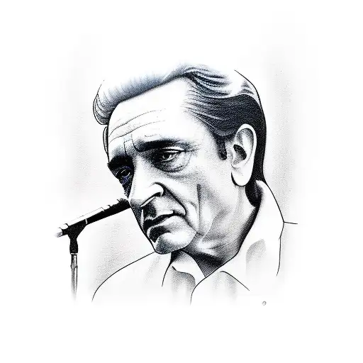 johnny cash with microphone cartoon tattoo design idea