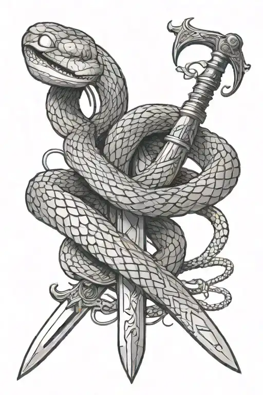 snake wrapped around a sword tattoo design idea