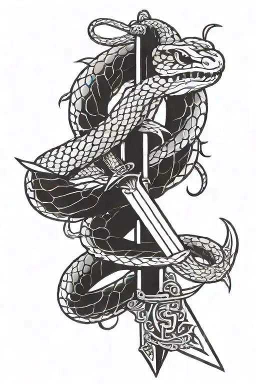 snake wrapped around a sword tattoo design idea