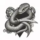 snake wrapped around a sword tattoo design idea