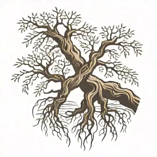 A weeping willow tree but the trunck is the shape of two hands clasping together tattoo design idea