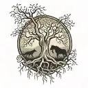 A weeping willow tree but the trunck is the shape of two hands clasping together tattoo design idea