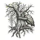 A weeping willow tree but the trunck is the shape of two hands clasping together tattoo design idea