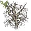 A weeping willow tree but the trunck is the shape of two hands clasping together tattoo design idea