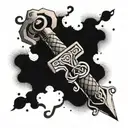 Thor's hammer with snakes tattoo design idea