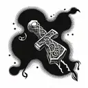 Thor's hammer with snakes tattoo design idea