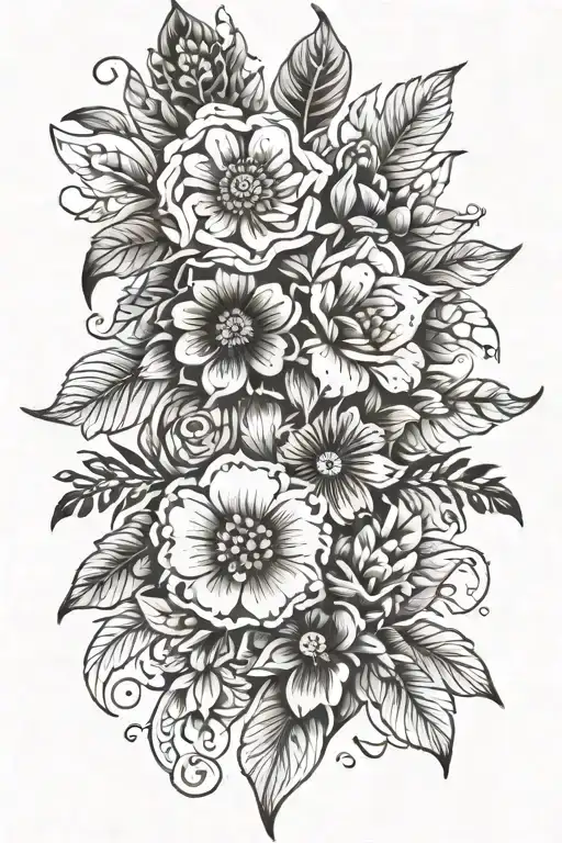 berber style with, filled with gradients, with a feminine touch, for example adding flowers. tattoo design idea