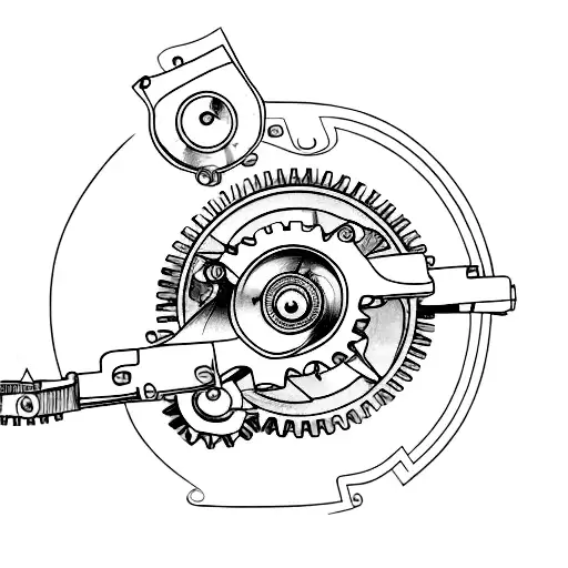 Combining a car engine with a gear mechanism tattoo design idea
