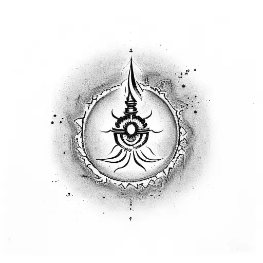 mahakal trishul with text "अनुगच्छतु प्रवाह" tattoo design idea