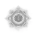 A majestic representation of Mahakal surrounded by intricate dotwork patterns tattoo design idea