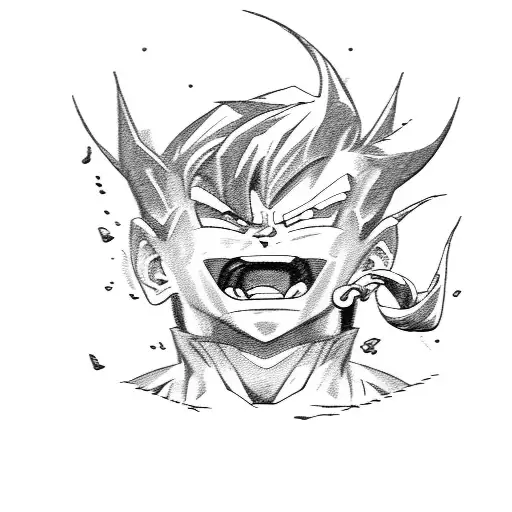 Gohan in a dynamic fighting pose tattoo design idea