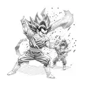 Gohan in a dynamic fighting pose tattoo design idea