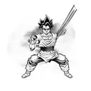 Gohan in a dynamic fighting pose tattoo design idea