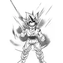 Gohan in a dynamic fighting pose tattoo design idea