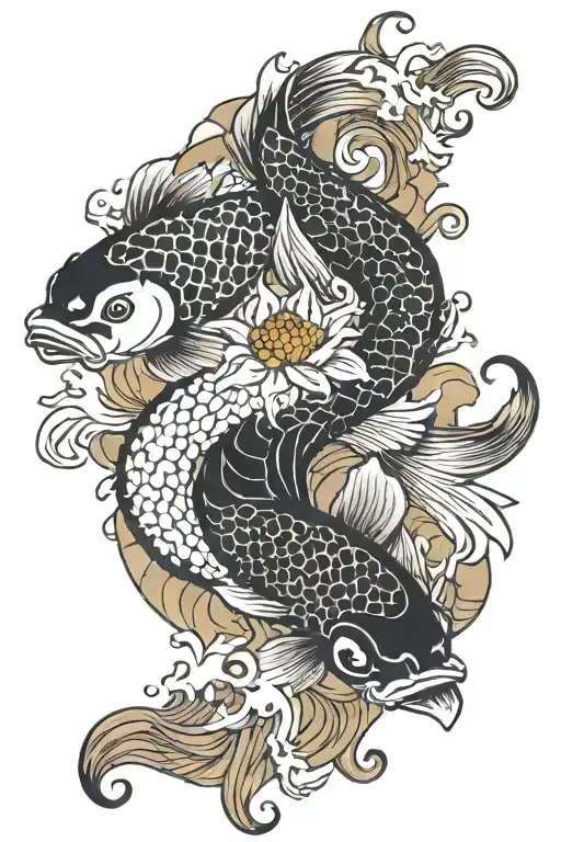 yin yang koi tattoo design idea