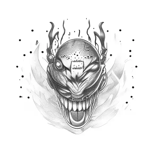 monster with boxing gloves tattoo design idea