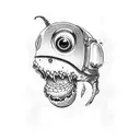 monster with boxing gloves tattoo design idea