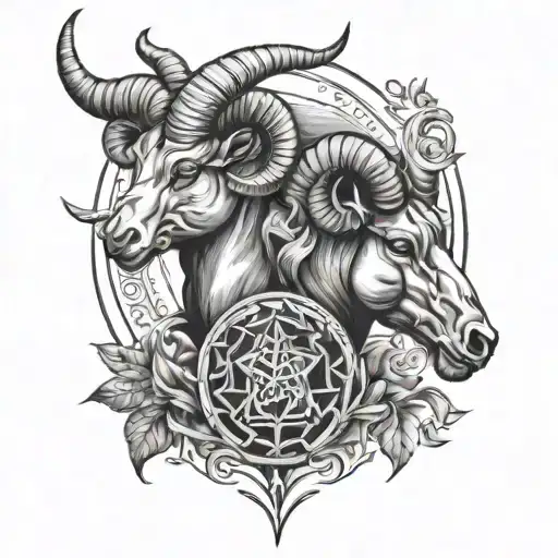 aries pisces sign mixed tattoo design idea