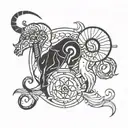 aries pisces sign mixed tattoo design idea