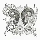 aries pisces sign mixed tattoo design idea
