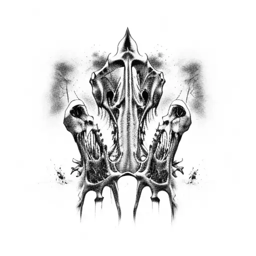 a zombie orca  bones tattoo design idea