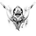 a zombie orca with bones tattoo design idea