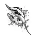 a zombie orca with bones tattoo design idea