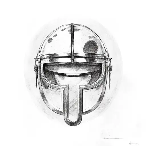 one half is a dogs paw print, the other half is a roman helmet with the words leonidas underneath tattoo design idea