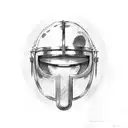 one half is a dogs paw print, the other half is a roman helmet with the words leonidas underneath tattoo design idea