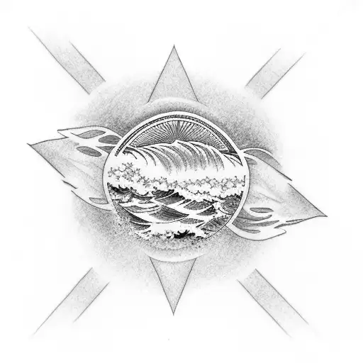 Ocean Wave with philippians 4:13 in it tattoo design idea