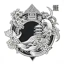 blackout japanese tattoo design idea