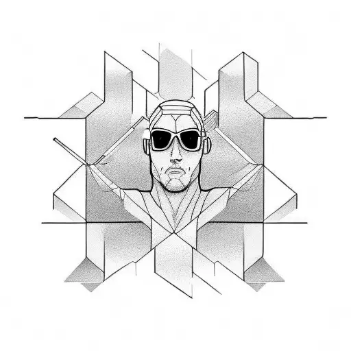 minimalistic line art lean full body in a bodybuilding pose tattoo design idea