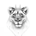 lioness, 3 cubs with names shellianna, nevaeh and mike tattoo design idea
