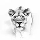 lioness, 3 cubs with names shellianna, nevaeh and mike tattoo design idea