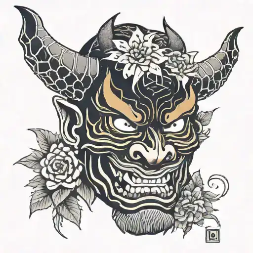 Japanese Hannya mask tattoo design idea