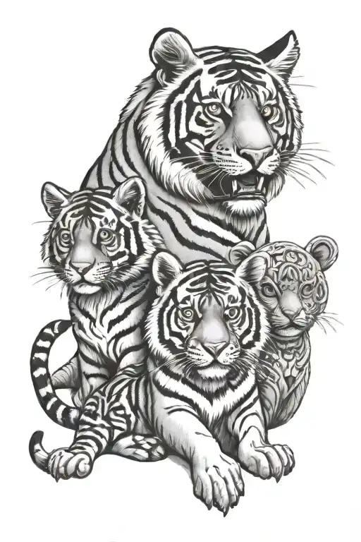 tiger, monkey, dog, bunny holding tattoo design idea