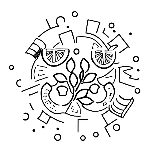 A minimalist tattoo of an open book with pages made of fruits and vegetables tattoo design idea