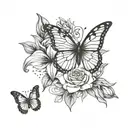 Semi colon butterfly and Lily flower and lil peep star shopping tattoo design idea