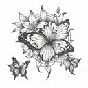 Semi colon butterfly and Lily flower and lil peep star shopping tattoo design idea